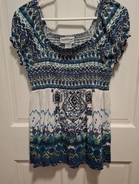 NorthStyle Teal, Blue & White Smocked Tunic